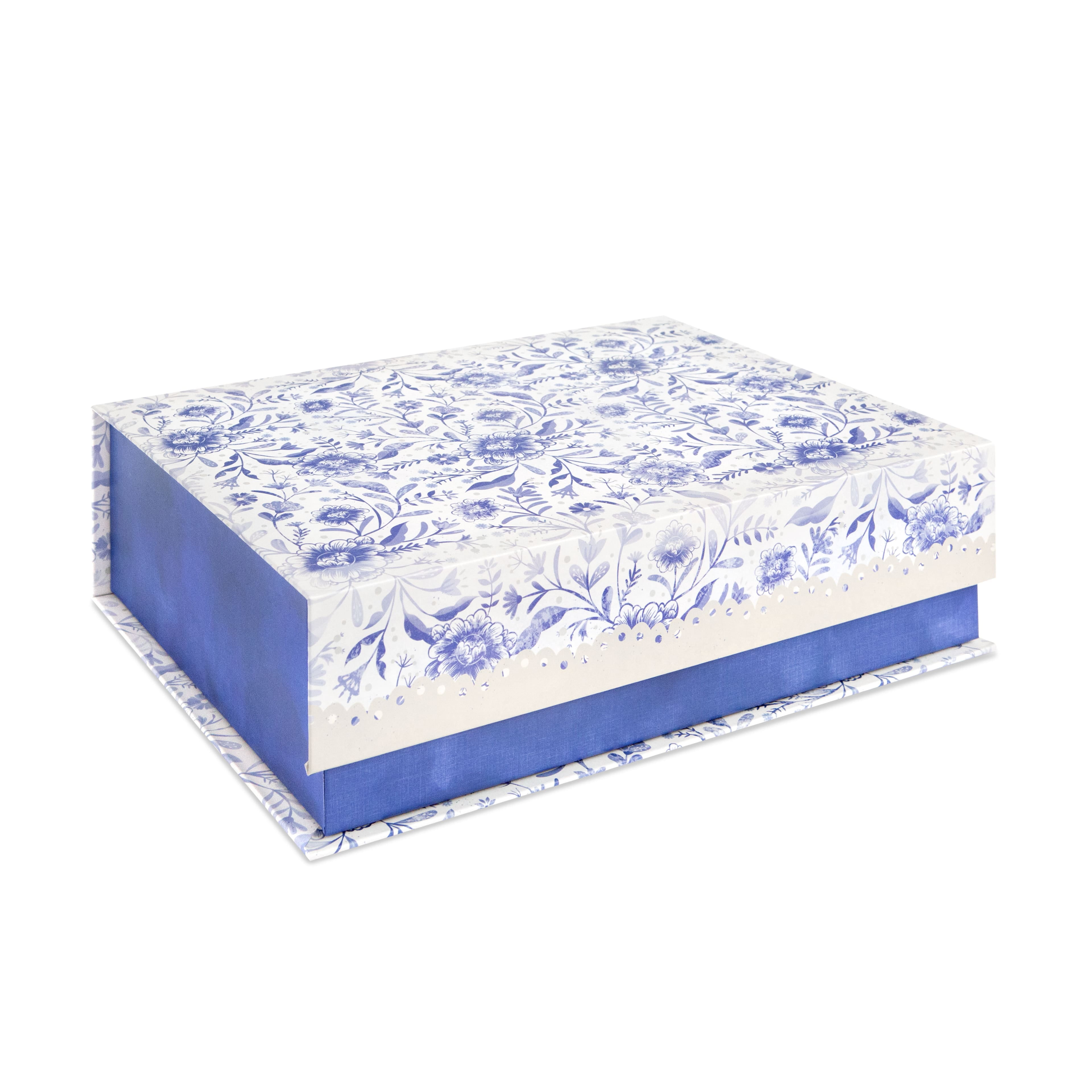 Small Blue Tile Decorative Box with Tab Closure by Ashland®