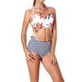 thumbnail image 3 of LELINTA Retro Women's High Waist One-Piece Swimsuit Set Classic Halter Boho Bikini Bathing Suits Swimwear Two Style, 3 of 9