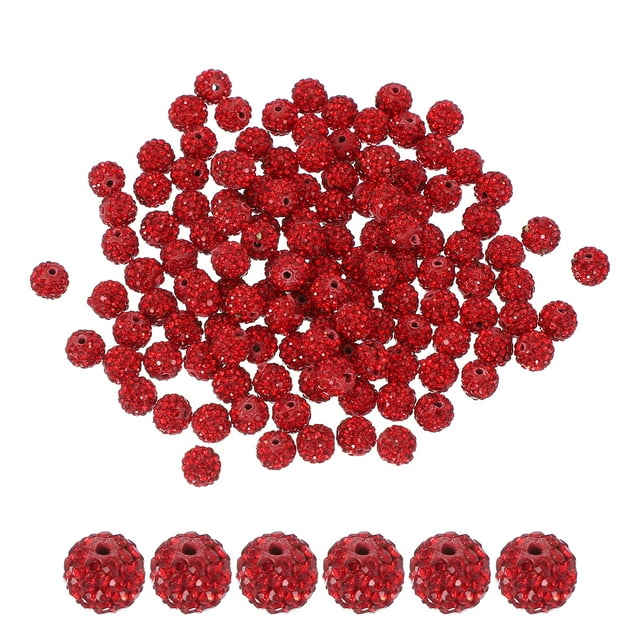 Uxcell Rhinestone Beads for Jewelry Making, Sparkle Crystal Clay Beads Red