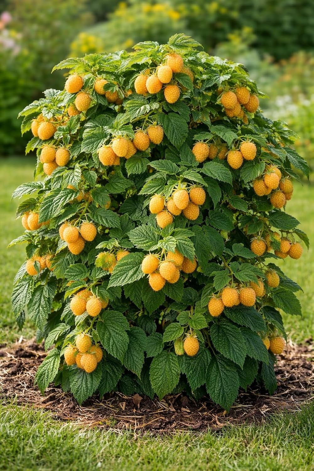 2 Golden Raspberry Plants – Live Fruit Bush (Rubus idaeus) – Sweet Yellow Heirloom Raspberries – High Yield Berry Plant for Outdoor Gardens