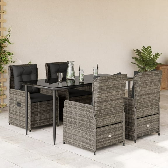 vidaXL Garden Dining Set Grey, Black, Dark Grey PE rattan 5 Piece Set