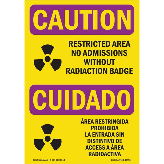 OSHA CAUTION RADIATION Sign - Restricted Area Radiation Badge | Decal | Protect Your Business, Work Site, Warehouse & Shop Area | Made in the USA