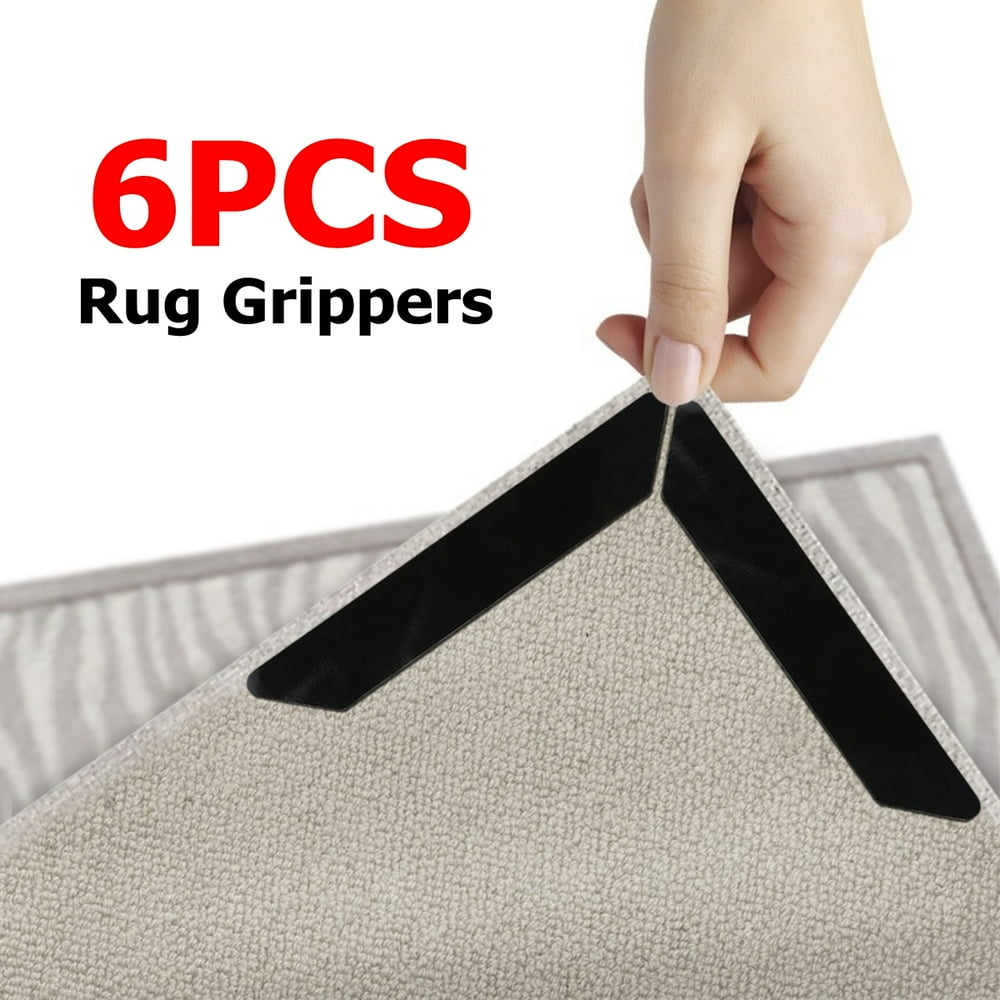 Rug Grippers, Rug Pad, 6Pcs Renewable Carpet Tape Pad Corner Stickers