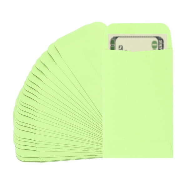 Uxcell Money Envelope, 25 Pcs 3.5" x 2.2" Cash Holder for Checks Coins, Light Green