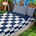 thumbnail image 3 of Meiyoeat Geometric Grid Zipper Queen Comforter Set With Fitted Sheet and 2 Pillowcases,Navy Blue White, 3 of 5
