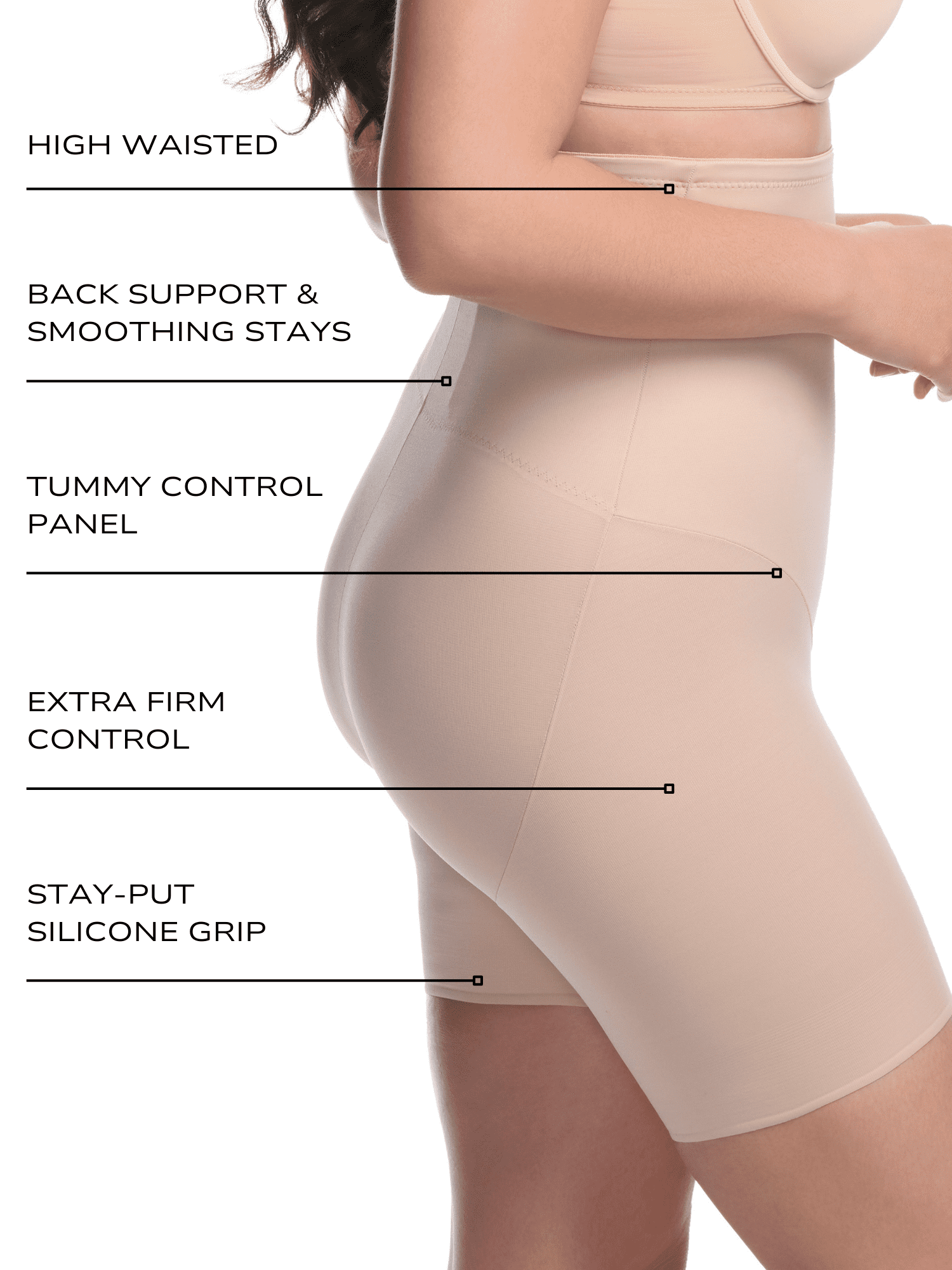 Cupid Women's Extra Firm Control Back Magic High Waist Thigh Slimmer Shapewear
