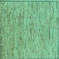 thumbnail image 1 of Ahgly Company Machine Washable Indoor Square Abstract Turquoise Blue Modern Area Rugs, 7' Square, 1 of 4