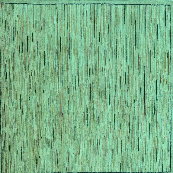 Ahgly Company Machine Washable Indoor Square Abstract Turquoise Blue Modern Area Rugs, 7' Square