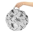 thumbnail image 2 of Floral Round Floor Cushion with Handle, Monochrome Illustration of Bamboo Leaves Drawn by Hand, Decorative Pillow for Living Room & Dorms, 18" Round, Pale Grey White, by Ambesonne, 2 of 4