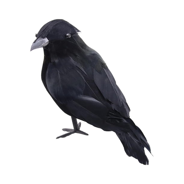 Cuervos con plumas negras de Halloween, decoración de cuervos artificiales aterradores hechos a mano de aspecto realista para fiestas, eventos, hogar, Estilo B