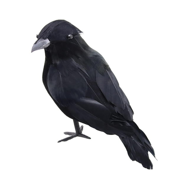 Cuervos con plumas negras de Halloween, decoración de cuervos artificiales aterradores hechos a mano de aspecto realista para fiestas, eventos, hogar, Estilo B