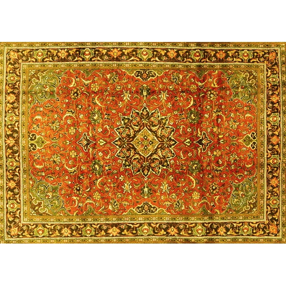 Ahgly Company Indoor Rectangle Persian Yellow Traditional Area Rugs, 3' x 5'