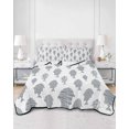 thumbnail image 2 of Quilts Twin-XL Size Bedding Set, Abstract Art Fish Grey Lightweight Quilted Comforter, Coastal Ocean Summer Soft Reversible Bedspread Coverlet with Pillow Covers for All Season, 68" x 98", 2 of 7
