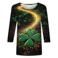 thumbnail image 4 of T-Shirt à Col Rond Imprimé de la Saint-Patrick pour Femmes, Manches Trois Quarts 3/4, Coupe Ample, 4 of 5