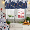 thumbnail image 5 of Navy Blue Christmas Curtain Valances for Windows, Kitchen Valance Window Treatments Panel 2 Pack, Xmas Balls Snowflake Botanical Rod Pocket Short Curtains for Bathroom Bedroom 42 x 18 Inch, 5 of 8