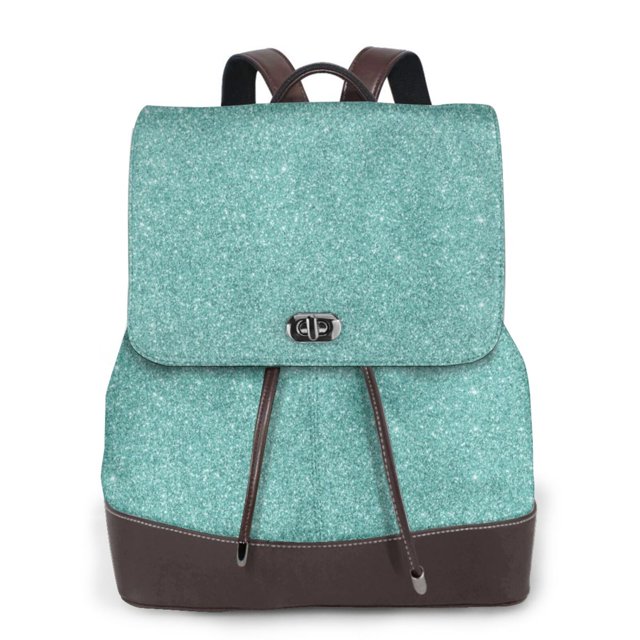 Fotbe Teal Green Glitter Mochila Bolso con Estampado para Mujer, Mochila Antirrobo de Nylon Impermeable, Bolsa Ligera de Hombro