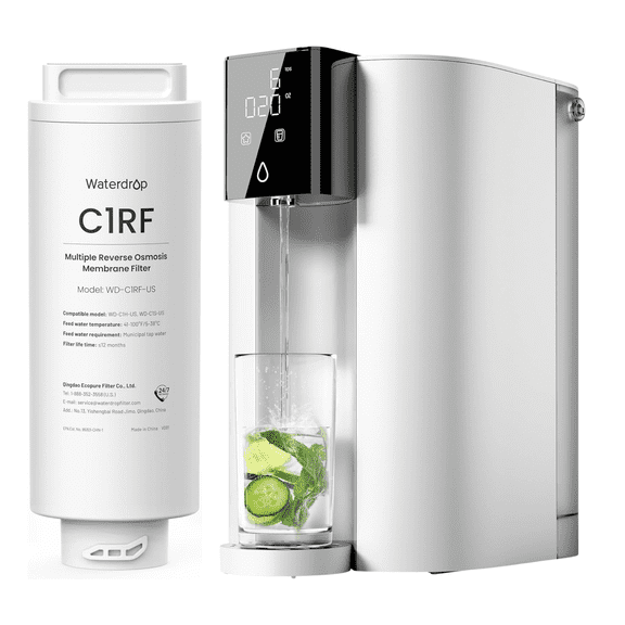 Waterdrop C1S Countertop Reverse Osmosis System, 6-Stage Countertop Reverse Osmosis Water Filter, No Installation Required, 3:1 Pure to Drain, Reduce PFAS, BPA Free,with Extra 1 Filter