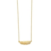 Samie Collection Sterling Silver CZ Sideways Feather Necklace in Gold Plating, 16"+2"