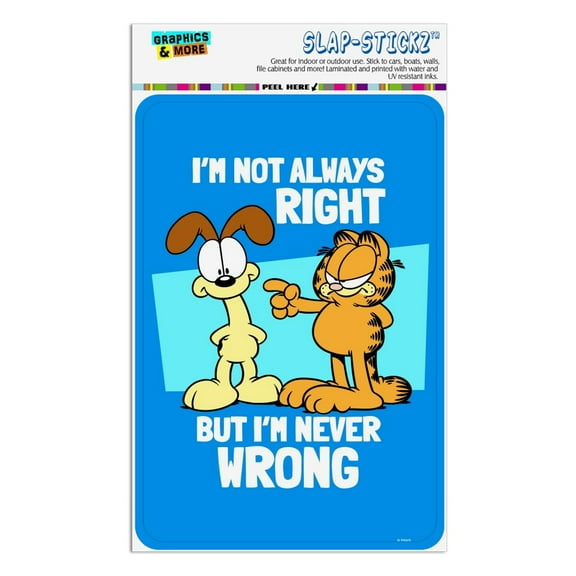 Garfield and Odie I'm Never Wrong Home Business Office Sign