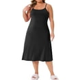 thumbnail image 2 of Agnes Orinda Women's Plus Size Nightgown Spaghetti Strap Slip Cami Lounge Full Dress 1X Black, 2 of 5
