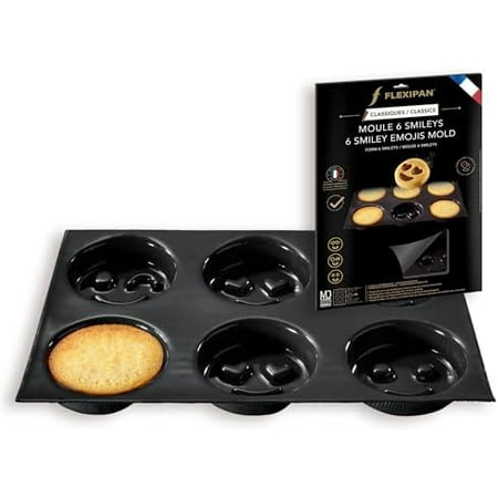 Flexipan 1 Original Non-Stick Baking Mold Handcrafted in France Since 1965 - Trusted by World-Class Chefs - Certified Food Safe Flexipan® Technology (6 Smiley Emojis Mold)