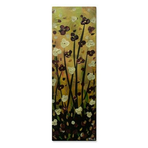 Burgundy Flowers Metal Wall Art, Multicolored Oversized