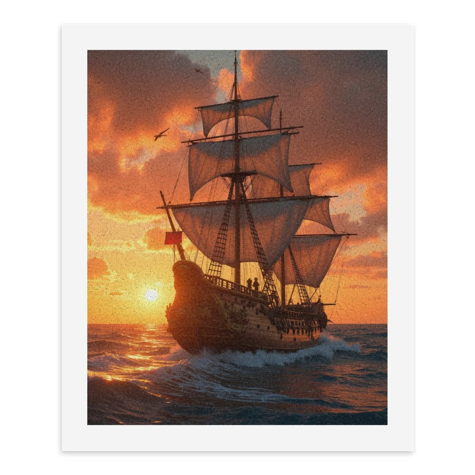 Paint By Numbers Kit for Adults Beginner - DIY Sailing Ship Sunset Ocean Adventure Canvas Painting Kits for Adults, Frameless Paint By Number for Adults for Home Wall Decor 16x20 Inch