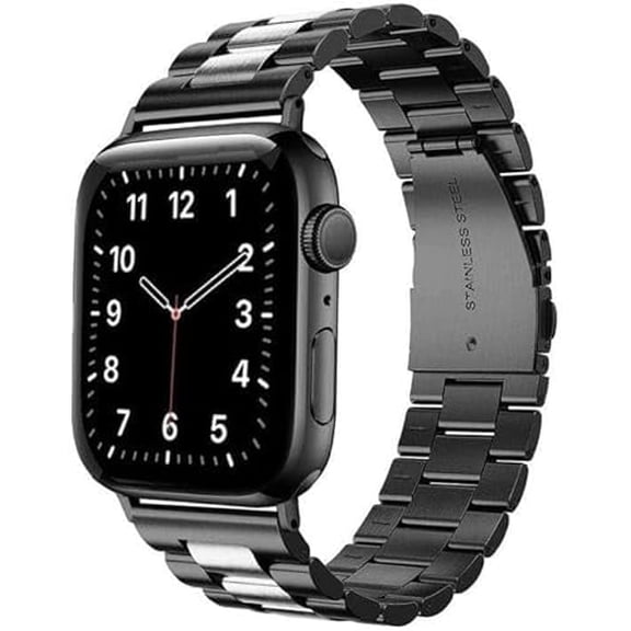 Worryfree Gadgets Wristband for iWatch Black/Silver 42/44/45/49mm (WX150-BKSL45)