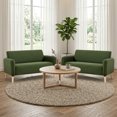 thumbnail image 6 of Bonzy Home 57.28" Loveseat Sofa, 2-Seater Short Plush Fabric Small Couch with Solid Wood Legs, Modern Compact Upholstered Sofa for Living Room Apartment Bedroom, Green, 6 of 8