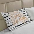 thumbnail image 2 of Live Laugh Love Knitted Quilt Pillowcover, Calligraphic Art Zigzags Chevron Stripes, Standard King Size Pillow Cover for Bedroom, 30" x 20", Black White and Peach, by Ambesonne, 2 of 2