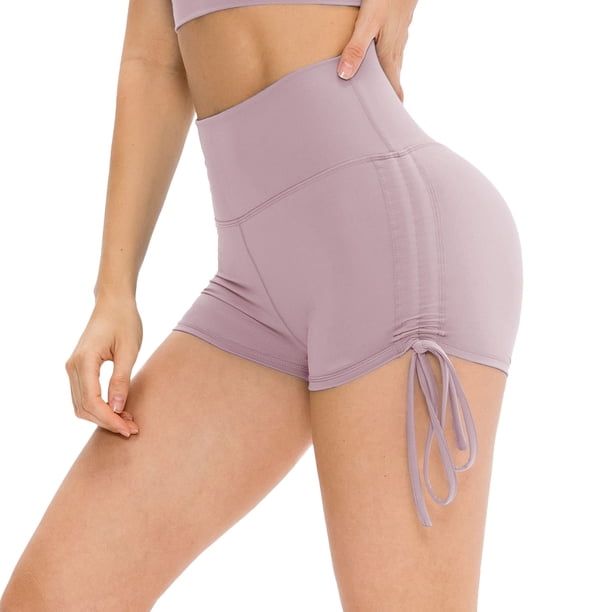TFixol Pantalones cortos de yoga para mujer con cordón de cintura alta deportes fitness entrenamiento correr
