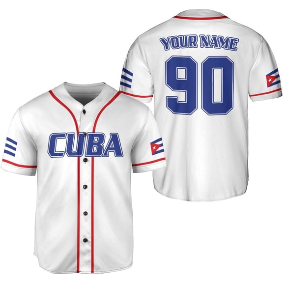 Personalized Cuba Baseball Shirt, Cuban Flag Jersey for Men and Women (S)
