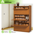 thumbnail image 2 of Magshion Bamboo 9 Tier Shoe Organizer Modern Cabinet with Door 41 Pairs Heels Boots, Brown, Hallway Entryway, 2 of 9