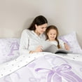 thumbnail image 4 of jejeloiu Monogrammed A Twin Bedding Sets 7-Piece,Cute Bowknot Bowtie Bedding Comforter Set,Light Purple White Sheet Sets,Microfiber Room Decorative Reversible, 4 of 8