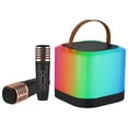 thumbnail image 2 of Karaoke Mini Karaoke Machine Wireless Microphone and Speaker Set with 2 Microphone Rechargeable LED Color Light Handheld Mic Karaoke Speaker Gifts for Birthday Party Desktop, 2 of 7