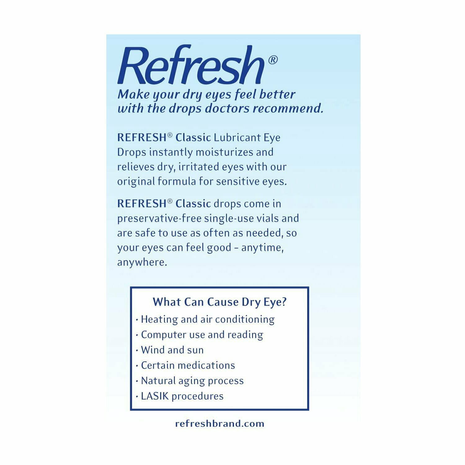 Refresh Lubricant Eye Drops Classic Dry Relief Sterile, 0.01oz, 6-Pack