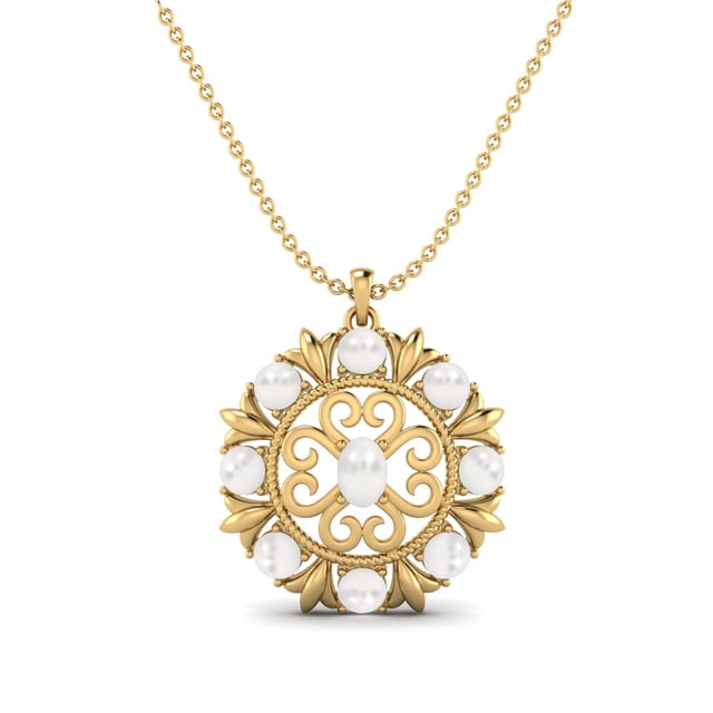 Collier de Mariage pour Femmes, Design Filigrane Perle, Argent Sterling 925, Vermeil Doré, Style Floral