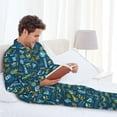 thumbnail image 6 of Honeii Modern Excavator Pattern Mens Pajamas Set,2pcs Men's Lounge Long Sleeve Sleep Shirt and Pajama Bottoms Sleepwear Set,Mens Pjs Sets-XX-Large, 6 of 7