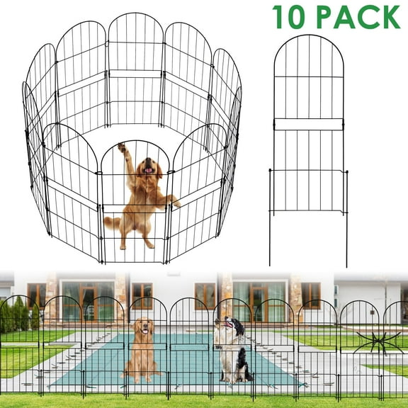 BSHAPPLUS® Garden Fence 10 Pack ,32in (H) x 11ft (L) Metal Fence,Rustproof Decorative Fence,Animal Wire Fence,Wrought Iron Fence, Outdoor Picket Fencing No-Dig for Yard, Lawn and Patio Borders