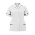 thumbnail image 5 of LYMAYTER S-3XL Women Medical Scrub Tops Slim Short Sleeve Workwear Turndown Collar Button Medical Workwear, 5 of 5