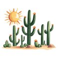 thumbnail image 3 of Adhesivos de pared de PVC con diseño de cactus tropicales, sol y desierto, 40 x 40 cm, 3 of 4