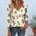 thumbnail image 1 of Xuyuer Womens Plus Size Fashion Non Positioning Printed Tops V Neck T Shirts 3/4 Sleeve Blouse Summer Casual Tees S-3X, 1 of 6