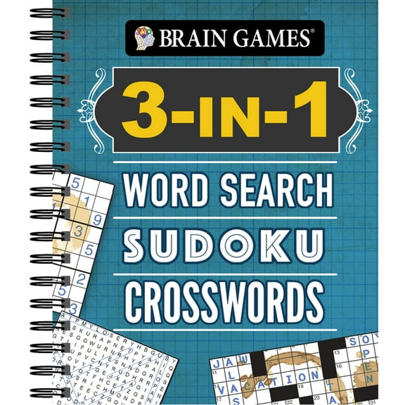 Brain Games Brain Games - 3-In-1: Word Search, Sudoku, Crosswords, (Spiral-Bound)
