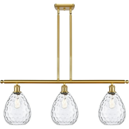 

Satin Gold Tone Island Lighting 36 Wide Clear Glass Steel/Cast Brass/Glass Medium Base LED 3 Light Fixture