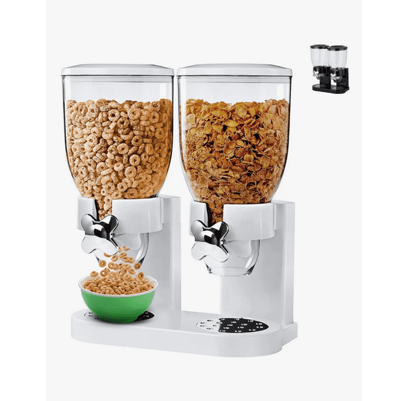 Xtellar Dispensador De Cereal Despachador Doble Alimentos Y Semillas Color Blanco
