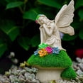 thumbnail image 4 of Estatua de ala de ángel Estatuilla de jardín Luces LED con energía solar Estatuas de decoración al aire libre Esculturas, Decoraciones de estatuas de , Sentado Sesión Soledad estatuas de hadas, 4 of 9