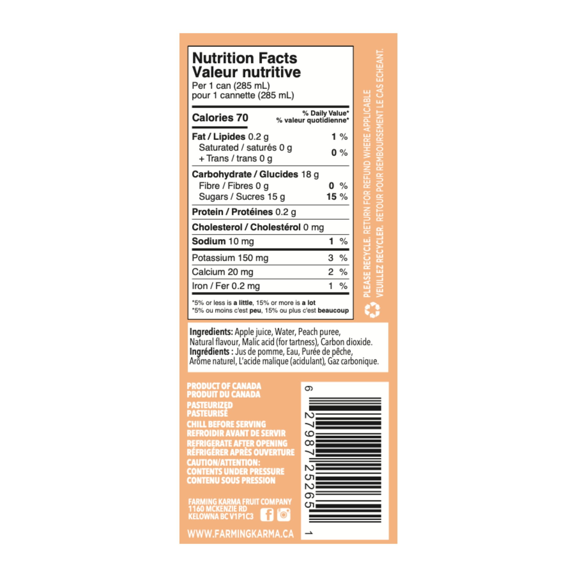 Farming Karma Peach Fruit Soda 4x285 ml - all natural ingredients