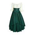 thumbnail image 2 of Womens Renaissance Costume, Women Renaissance Costume Medieval High Waisted Skirt Set | 2 Piece Victorian Set,Off Shoulder Collar,Flared Sleeves,Skirt Length Up to Ankle, Dark Green S, 2 of 6