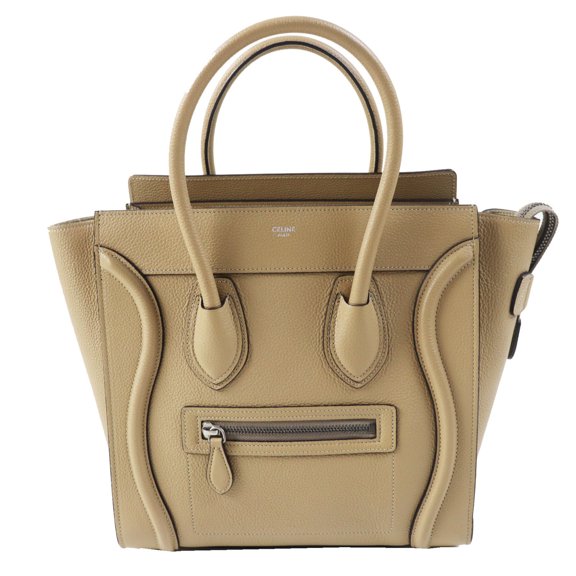 Pre-Owned CELINE 18979 Luggage Micro Shopper Dune (Beige) Drummed Calfskin Handbag, Made in...