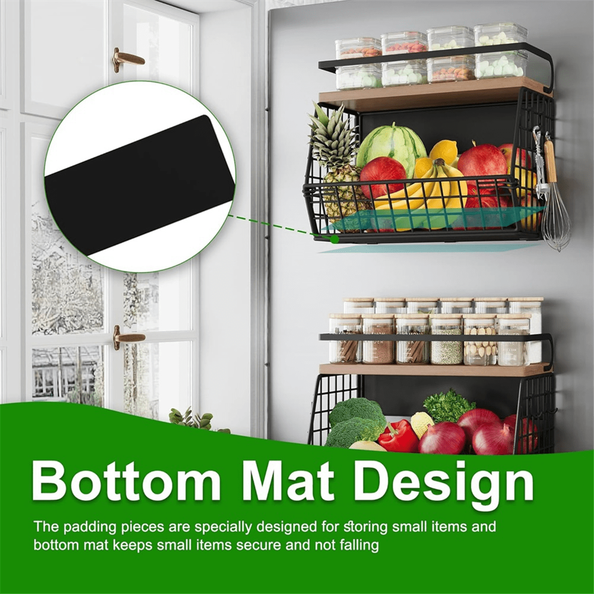 Magnetic Shelf for Fridge with Wood Lid Spice Rack for Refrigerator